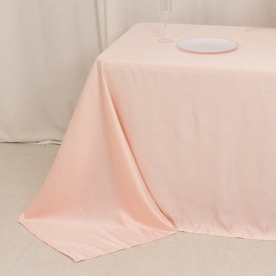 Lamour Satin 90"x132" Rectangle Tablecloth Blush - Soft & Silk-Like Seamless Table Cover