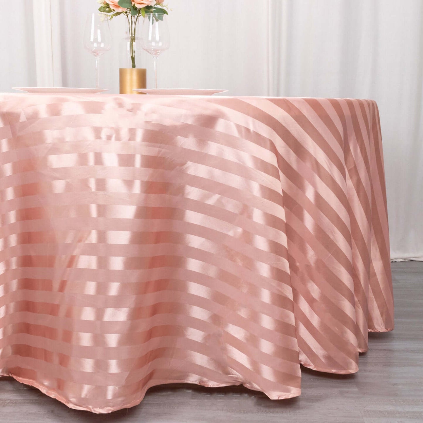 Satin Striped 120" Round Tablecloth Dusty Rose - Silky Smooth Seamless Table Cover