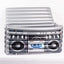 Silver Inflatable Ice Beverage Cooler with 80's Boom Box Design - Party Drink Container for Pool Events 24"x12"