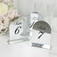 Silver Mirror Arch Acrylic Table Numbers (1-10) - 6"x7" Wedding Reception Signs with Black Print & Stands