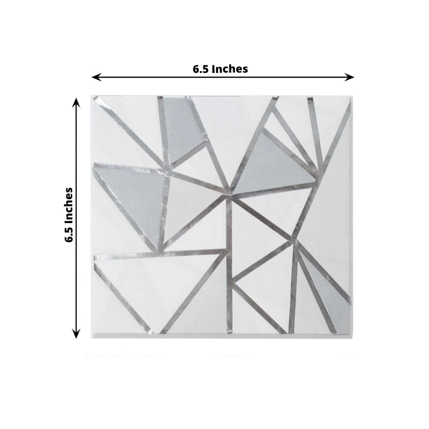 20-Pack Paper Party Napkins with Geometric Silver Foil Print - 2 Ply Soft Disposable Beverage Napkins for Weddings 6.5"x6.5"