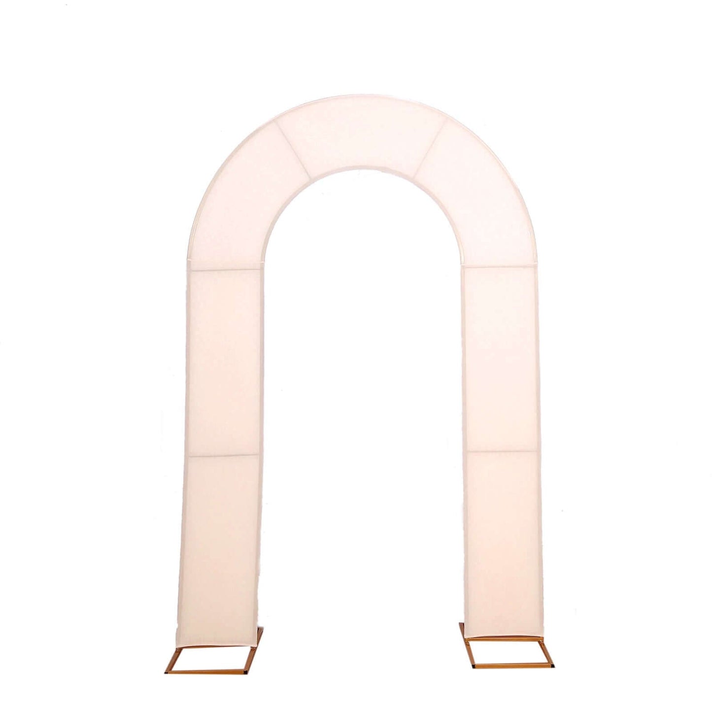 8ft Blush Spandex Fitted Open Arch Wedding Arch Cover, Double-Sided U-Shaped Backdrop Slipcover