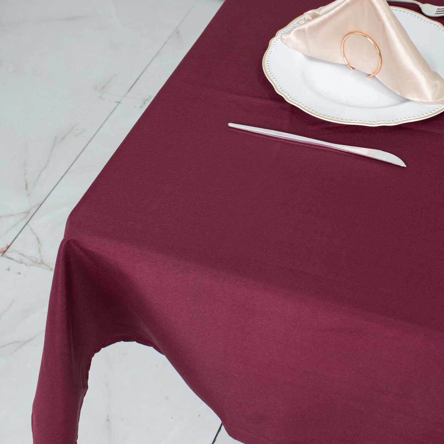 Premium Polyester 54"x54" Table Overlay Square Tablecloth Burgundy - Stain and Wrinkle-Resistant 220GSM Table Topper