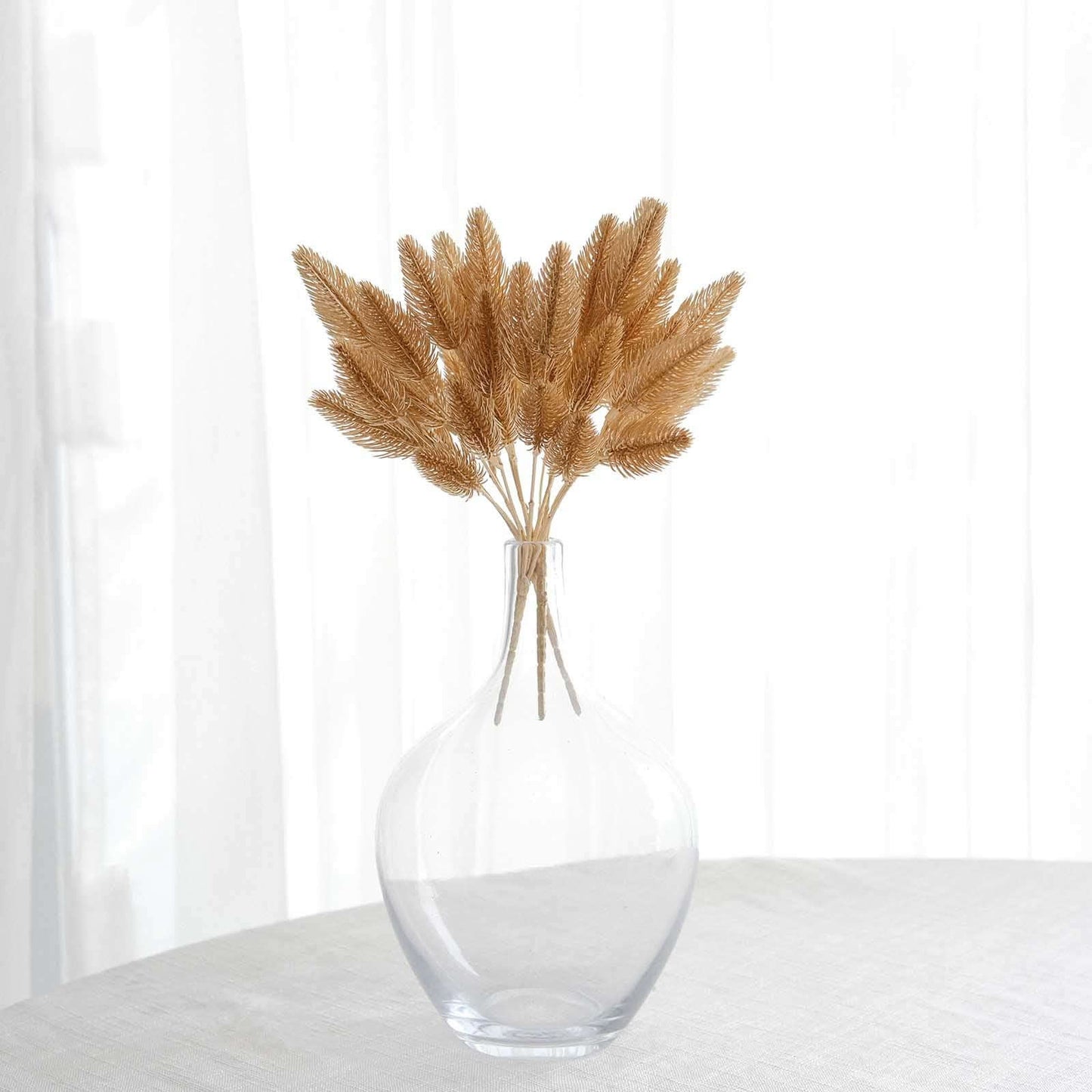 4-Pack Artificial Pine Branches Metallic Gold - Flexible Faux Pine Needle Sprigs Floral Sprays for DIY Garland Wreath Holidays & Home Decor 11"