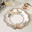 25-Pack Paper 8" Dessert Plates in White with Floral Print & Rose Gold Scallop Rim - Disposable 300GSM Appetizer Salad Plates