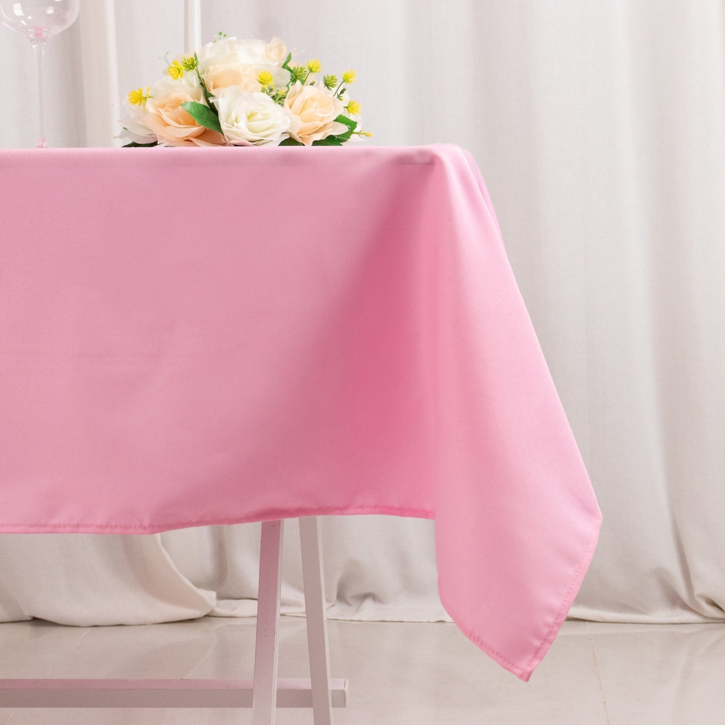 Premium Polyester 54"x54" Square Tablecloth Pink - Stain and Wrinkle-Resistant 220GSM Table Cover