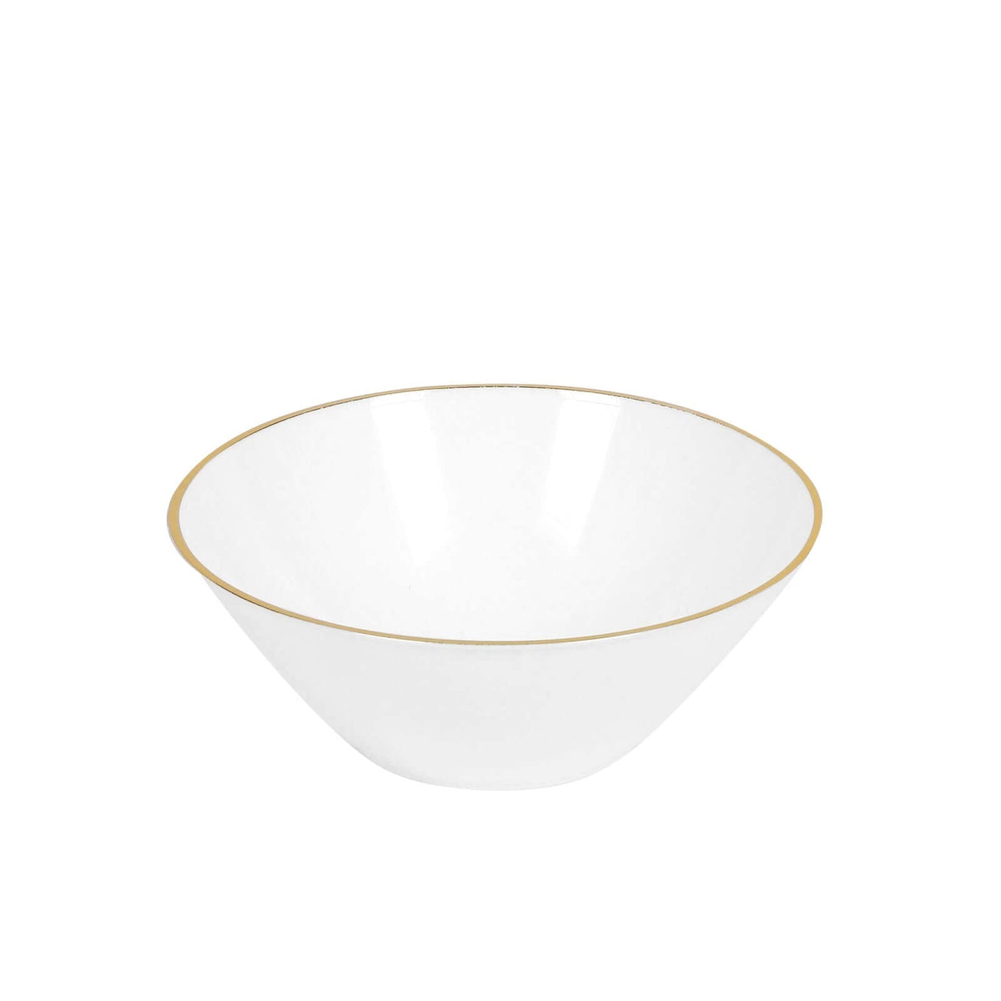 24-Pack Heavy Duty Plastic Ice Cream Bowls Glossy White Gold Rim Premium - Great for Events 7oz