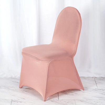 10 Pack Spandex Chair Covers for Banquet Chairs Dusty Rose - Durable Reusable Stretch Slip-On Covers