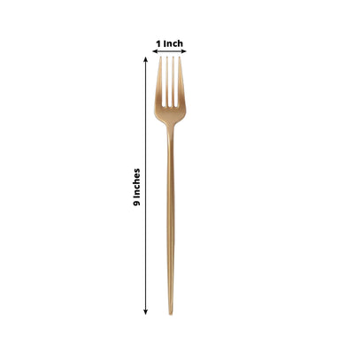 50-Pack Plastic Forks Gold - Premium Disposable Heavy Duty Sleek Dinner Flatware