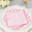 25-Pack Paper Cocktail Napkins with French Toile Print White/Pink - Highly Absorbent 2 Ply Disposable Napkins 6.25"x6.25"