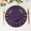 10-Pack Plastic 11" Round Dinner Plates in Purple Ruffled Rim with Gold Edging - Sturdy Disposable Dinnerware