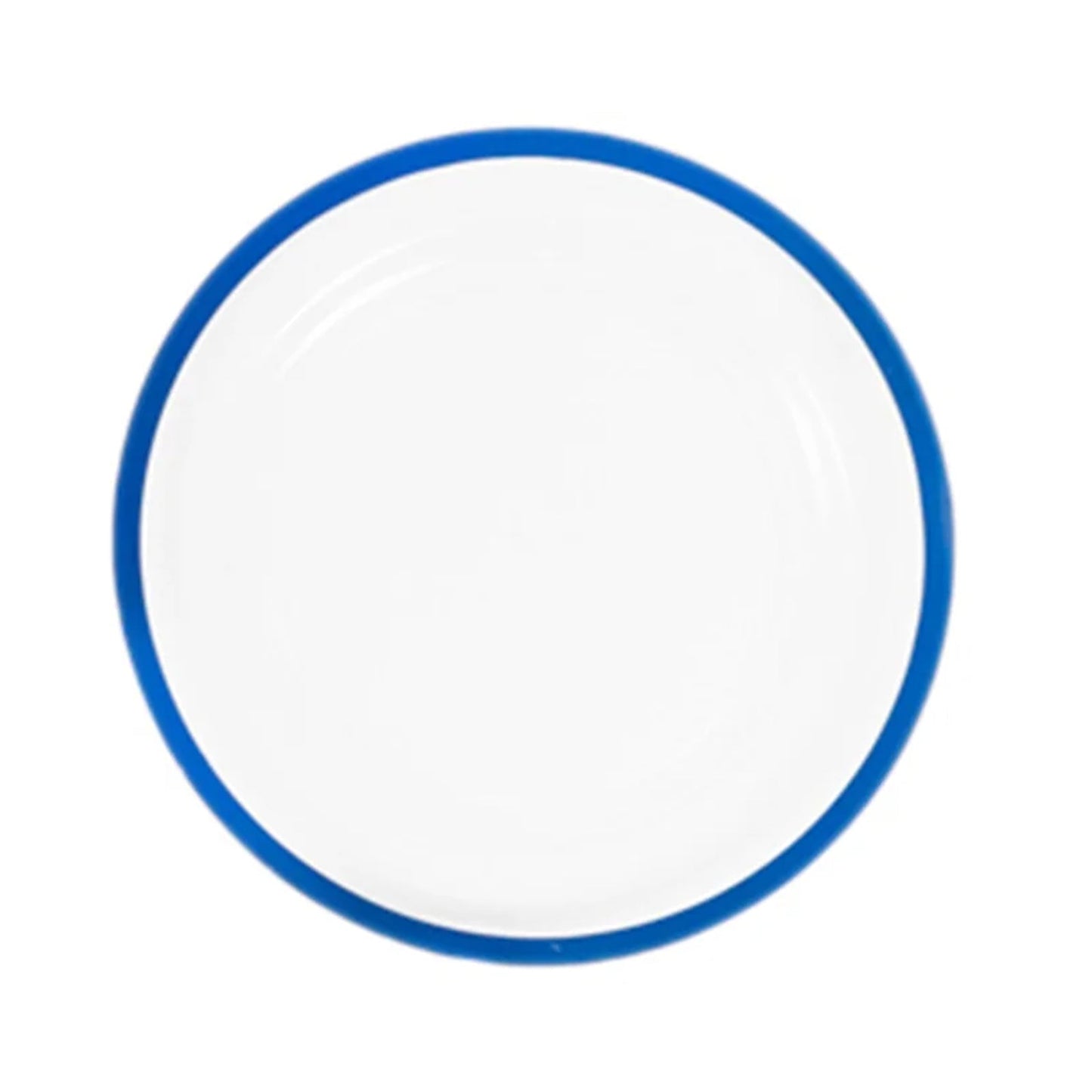 10-Pack Plastic 7" Round Appetizer Plates in Clear with Blue Rim - Sleek Disposable Salad Plates for Banquets & Special Occasions