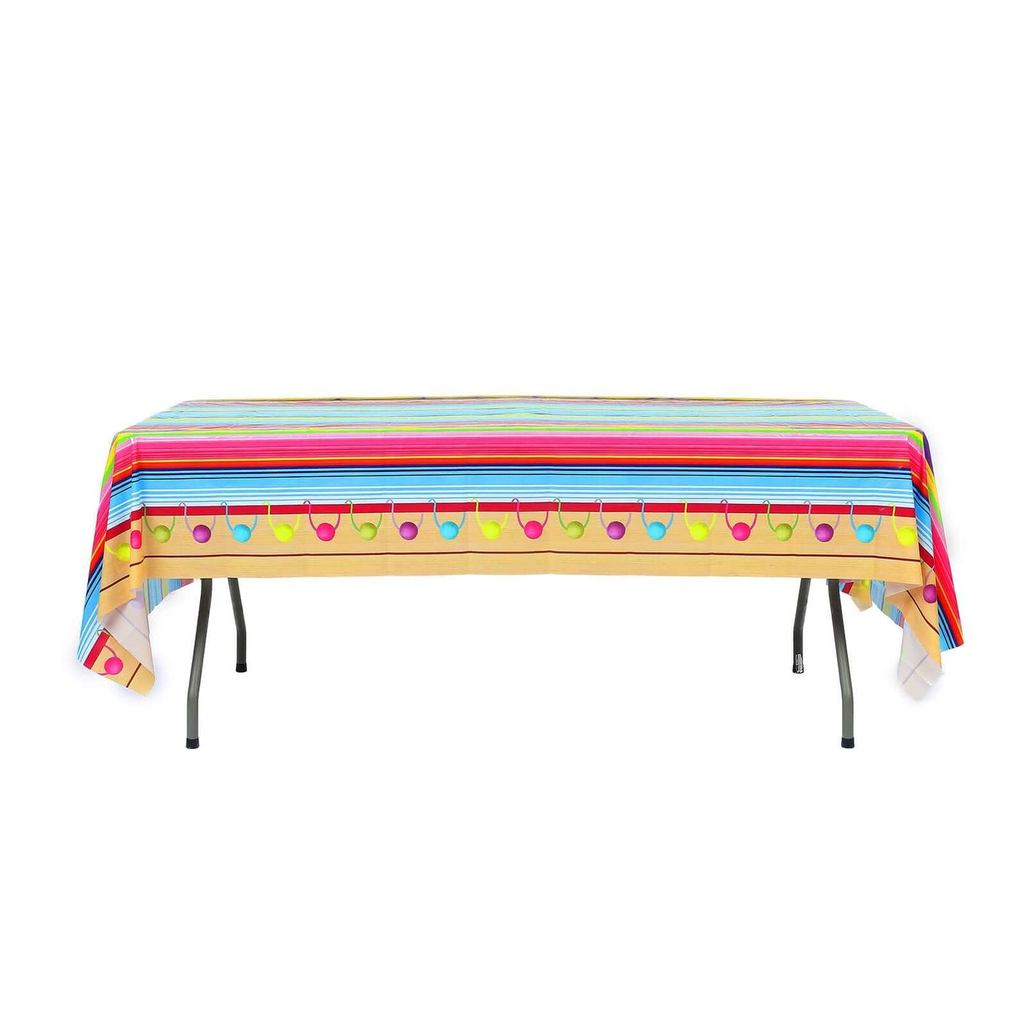 5-Pack Plastic Table Covers Mexican Serape Rectangle - Vibrant PVC Disposable Tablecloths for Cinco De Mayo 54"x108"