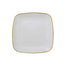 10-Pack Plastic 7" Square Dessert Plates in White with Gold Rim - Classy Disposable Appetizer Salad Plates for Weddings & Special Events