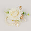 2 Pack White Artificial Rose Wrist Corsages With Pearls, 4" Flower Bracelet Wedding Accessories