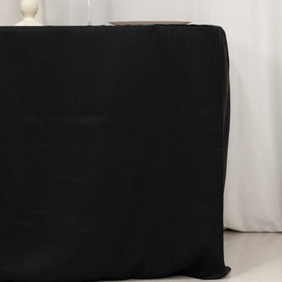 Fitted Polyester 48"x24"x30" Rectangle Tablecloth Black - Durable and Sleek for Events