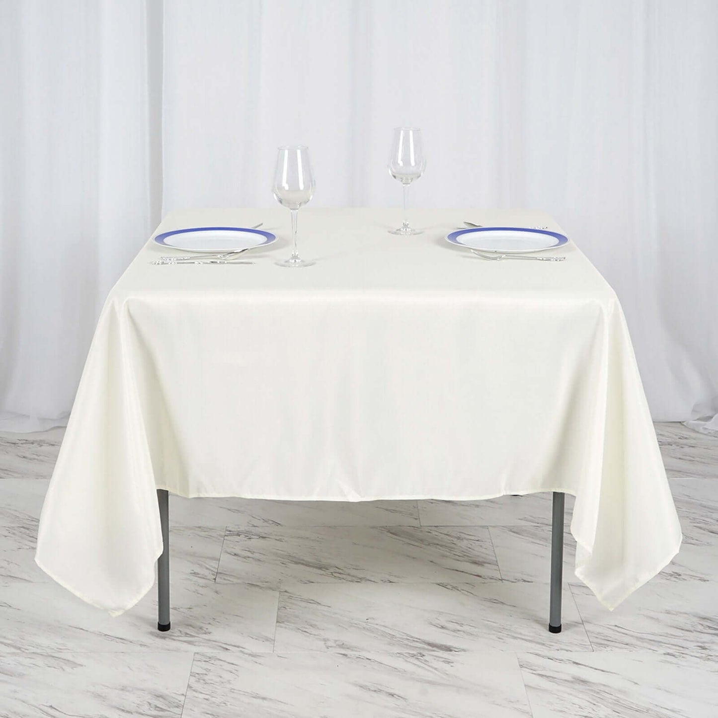 Polyester 70"x70" Table Overlay Square Tablecloth Ivory - Wrinkle-Resistant & Durable Table Cover
