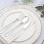 24-Pack Plastic Utensil Set with Modern Hollow Handle Design Silver - Disposable Silverware 7"