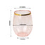 12-Pack Plastic Wine Tumblers Transparent Blush with Gold Rim - Reusable Drinkware 12oz