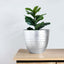 12" Metallic Silver Textured Finish Large Indoor Flower Plant Pot, Decorative Indoor Outdoor Planter
