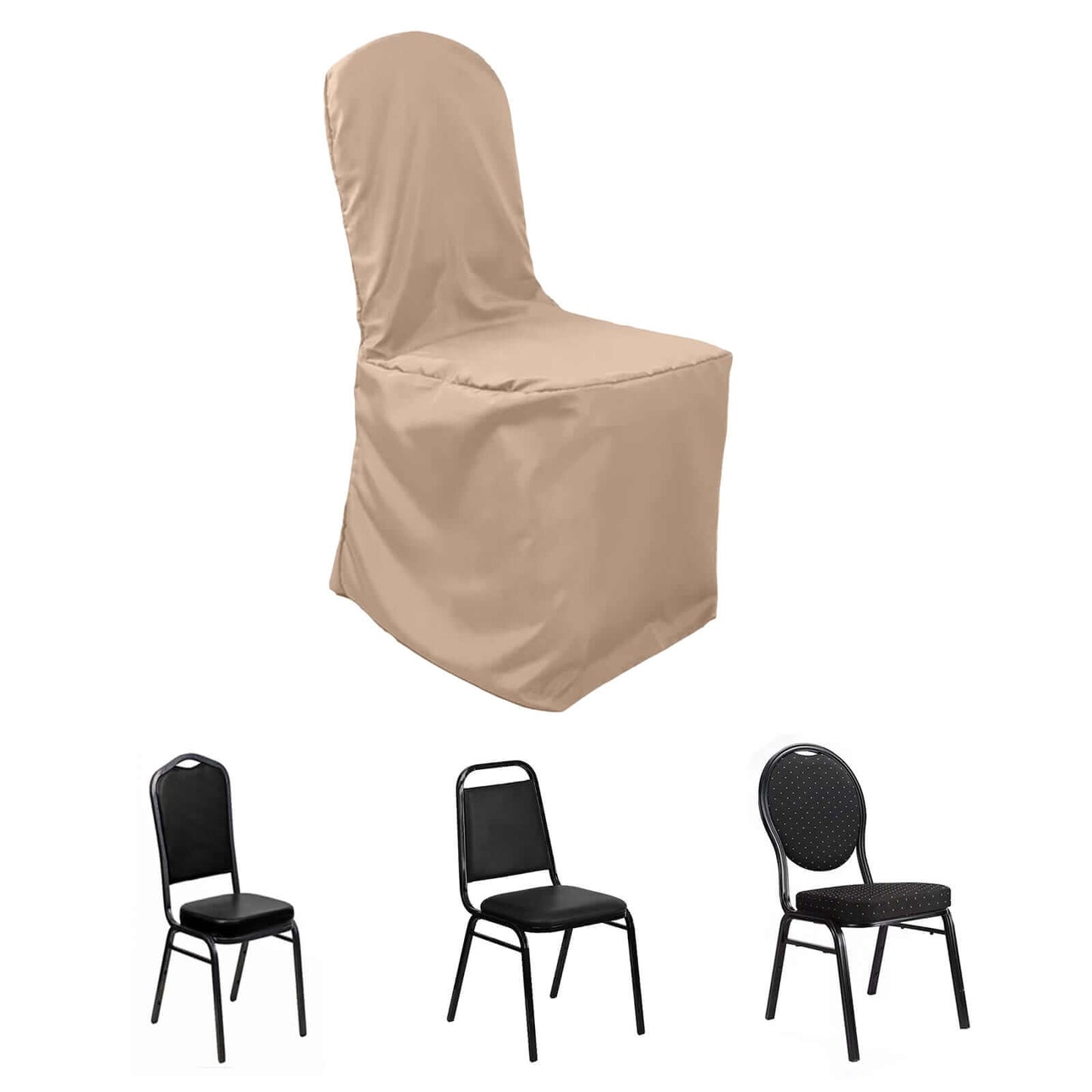 Polyester Slip On Banquet Chair Covers Nude - Stain-Resistant Reusable Durable Fabric