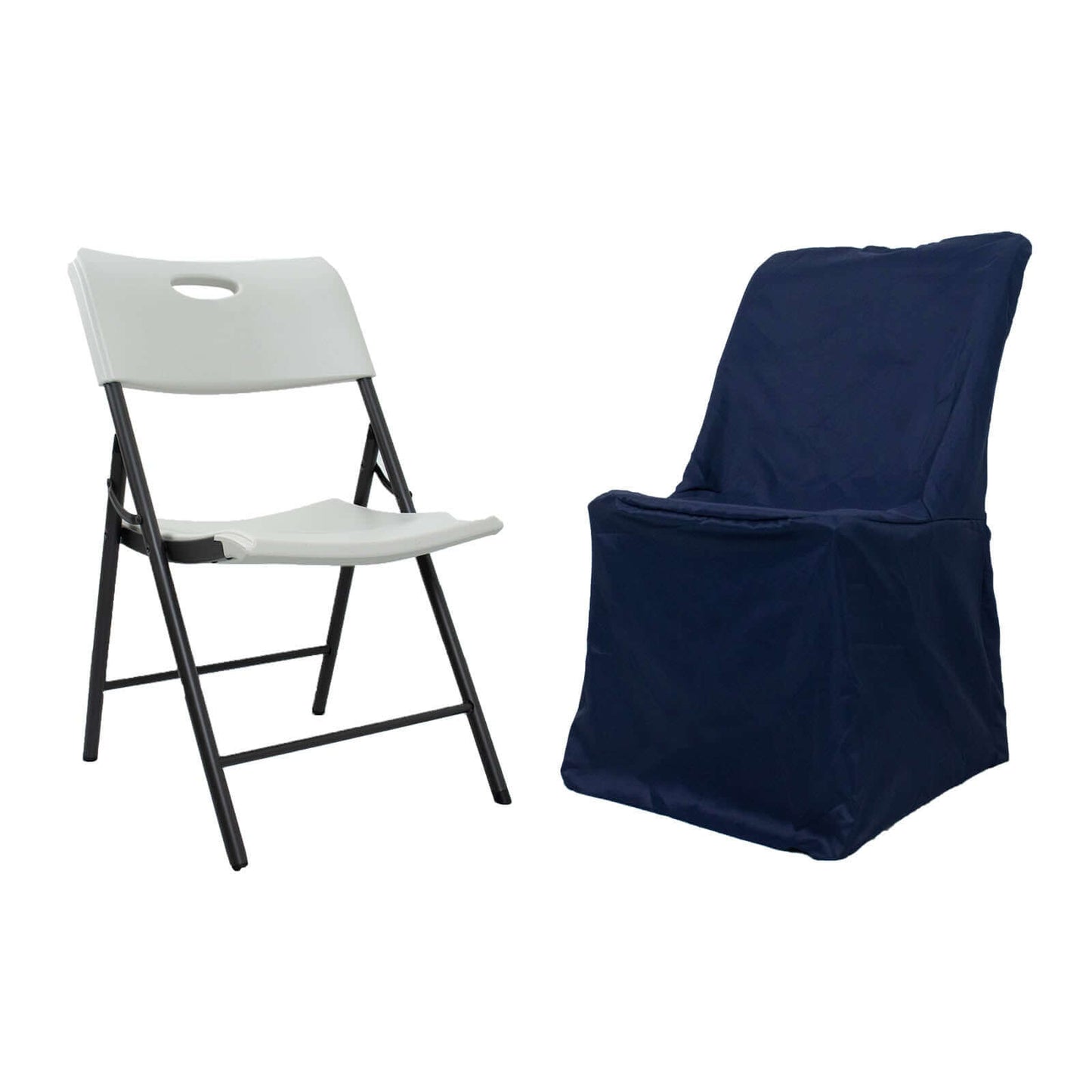 Polyester Chair Cover for Folding Lifetime Chairs Navy Blue - Reusable Durable Slip-On Cover