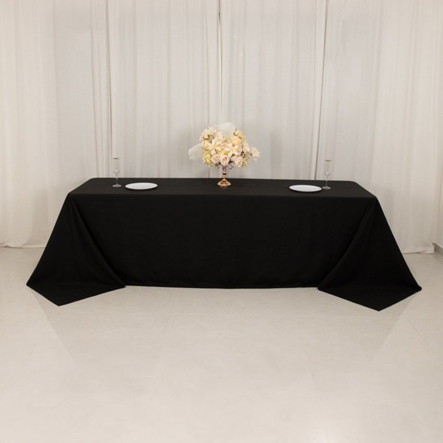 Cotton Blend 90"x156" Rectangle Tablecloth Black - Seamless Wrinkle-Resistant Table Cover