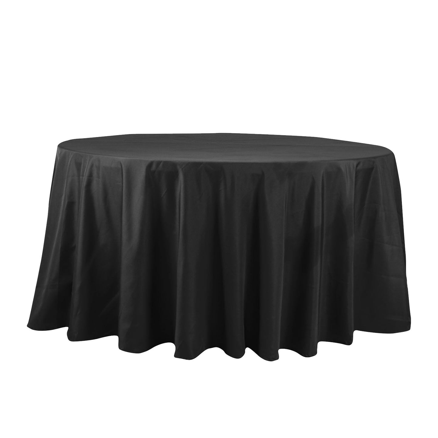 Cotton Blend 132" Round Tablecloth Black - Seamless Wrinkle-Resistant Table Cover
