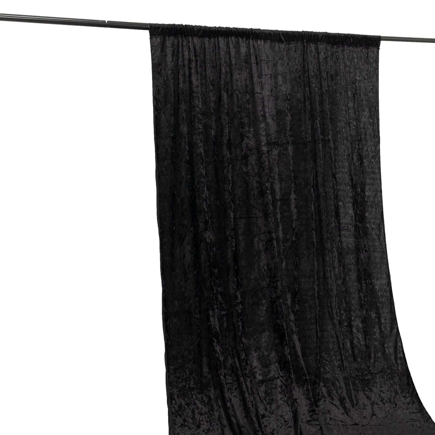 Black Crushed Velvet Backdrop Curtain â€“ 5ft x 12ft Event Drape with Rod Pocket, Privacy Panel for Photo Booths & Events