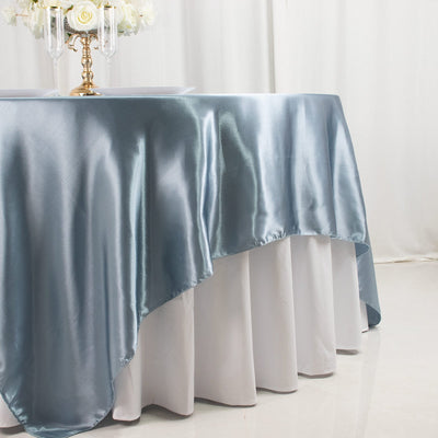Satin 90"x90" Table Overlay Square Tablecloth Dusty Blue - Smooth Finish Table Topper