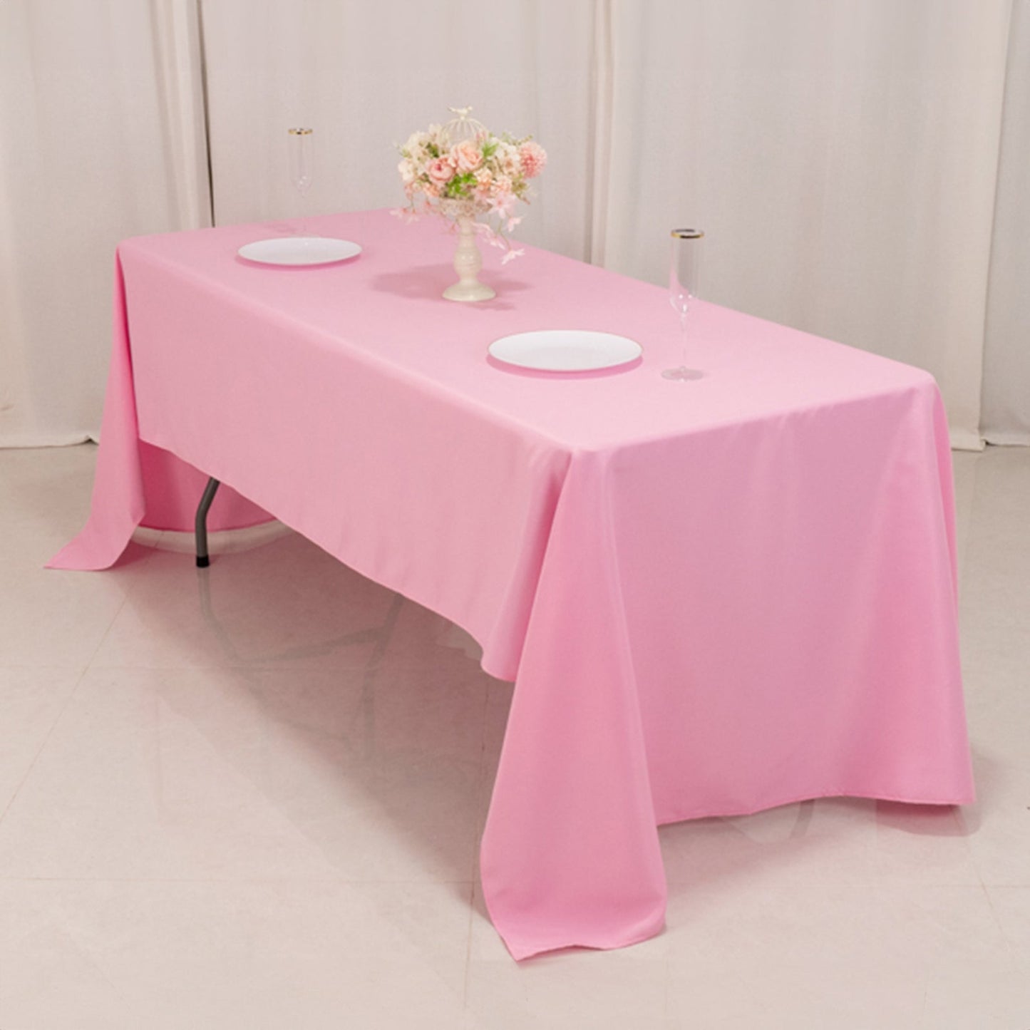 Premium Polyester 60"x126" Rectangle Tablecloth Pink - Stain-Resistant 220GSM Finish Table Cover