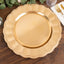6-Pack Acrylic Round Charger Plates 13" in Metallic Gold with Beaded Sunflower Rim, Plastic Dinner Party Charger Tableware
