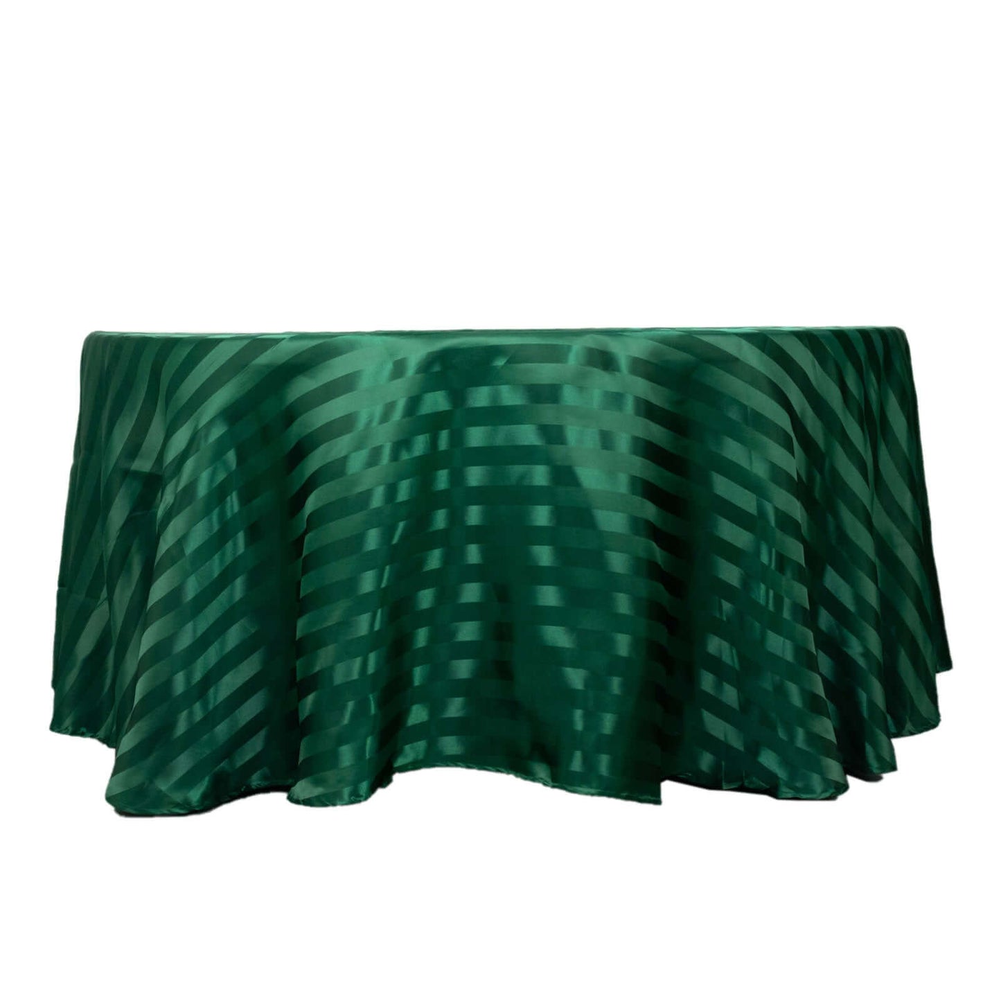 Satin Striped 120" Round Tablecloth Hunter Emerald Green - Silky Smooth Seamless Table Cover
