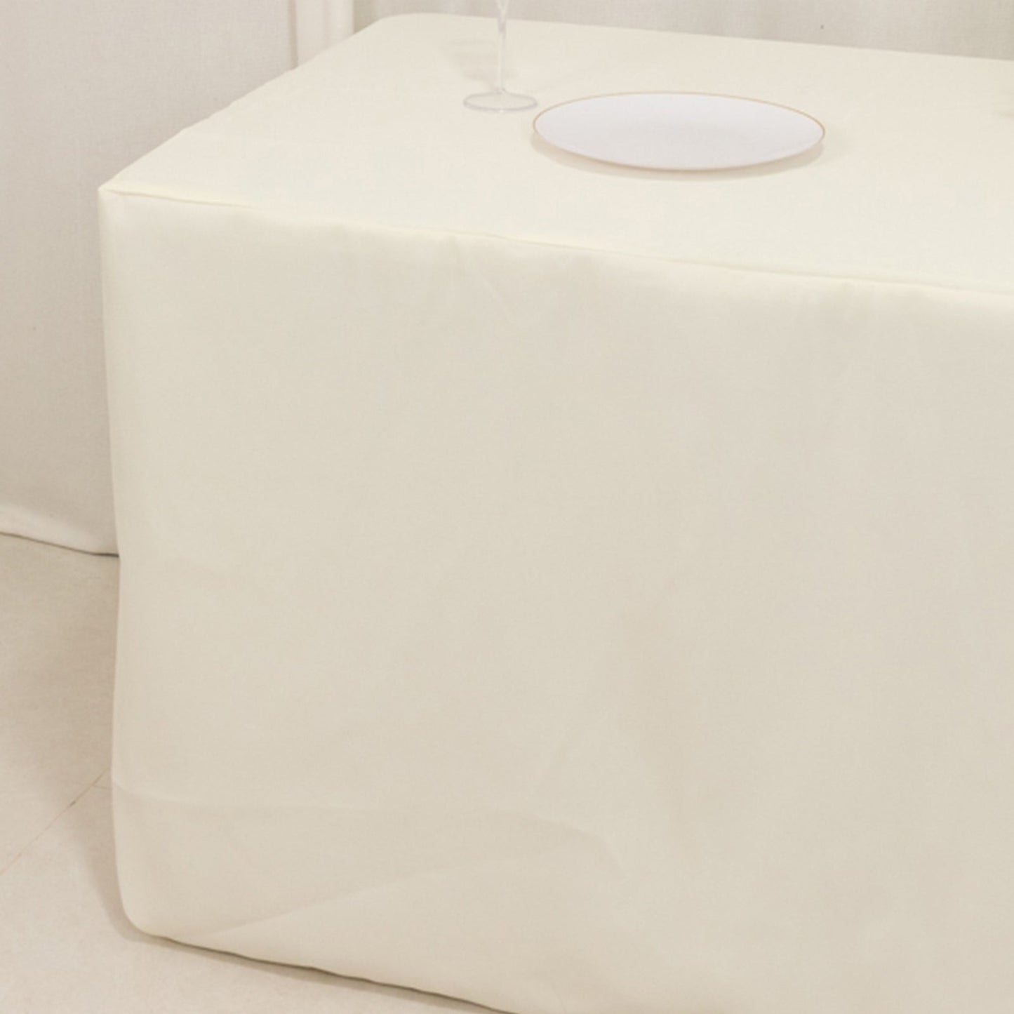 Premium Polyester 6ft Rectangle Tablecloth Ivory Durable Fitted 220GSM Table Cover