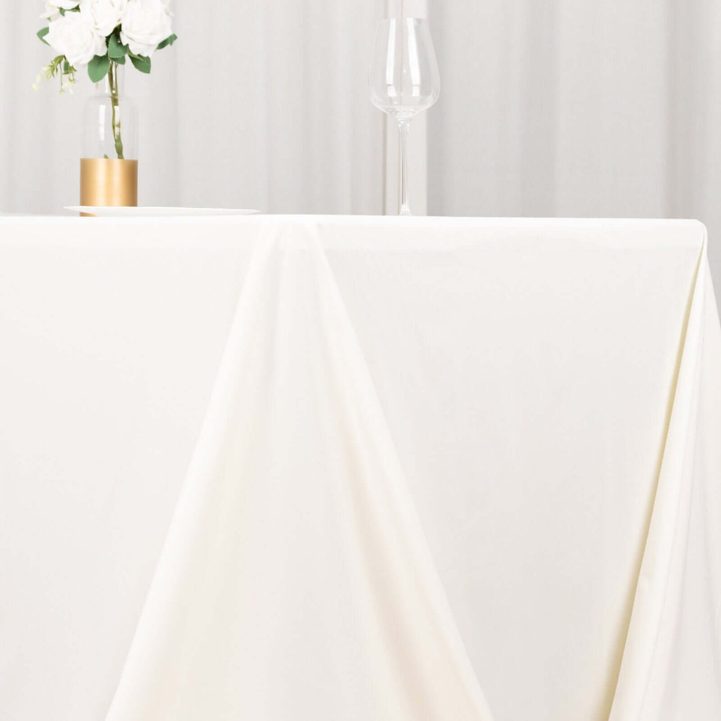 Scuba Rectangular 90"x132" Tablecloth Ivory - Wrinkle Free, Stain Resistant & Seamless Table Cover