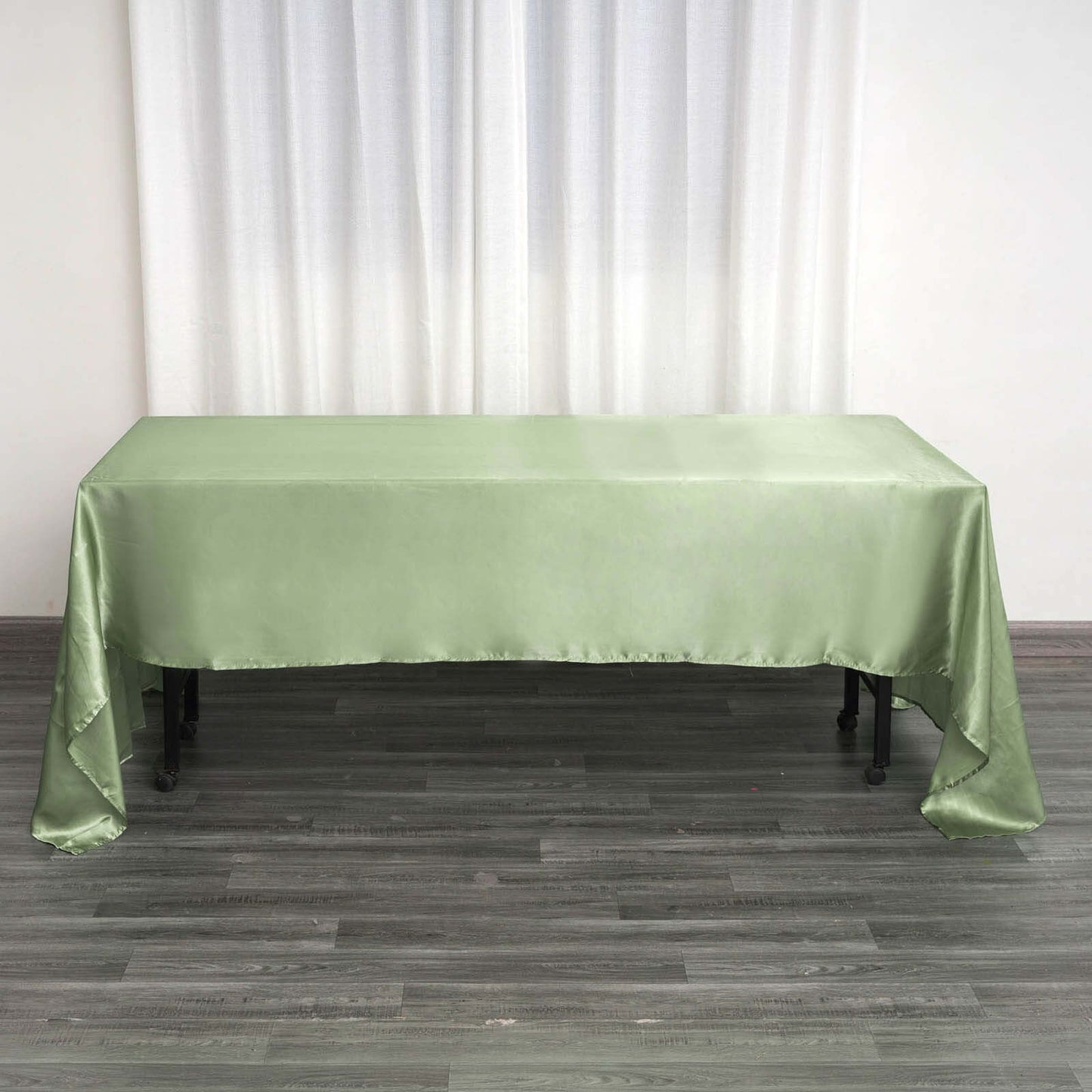 Satin Rectangular 60"x126" Tablecloth Sage Green - Smooth and Lustrous Table Cover