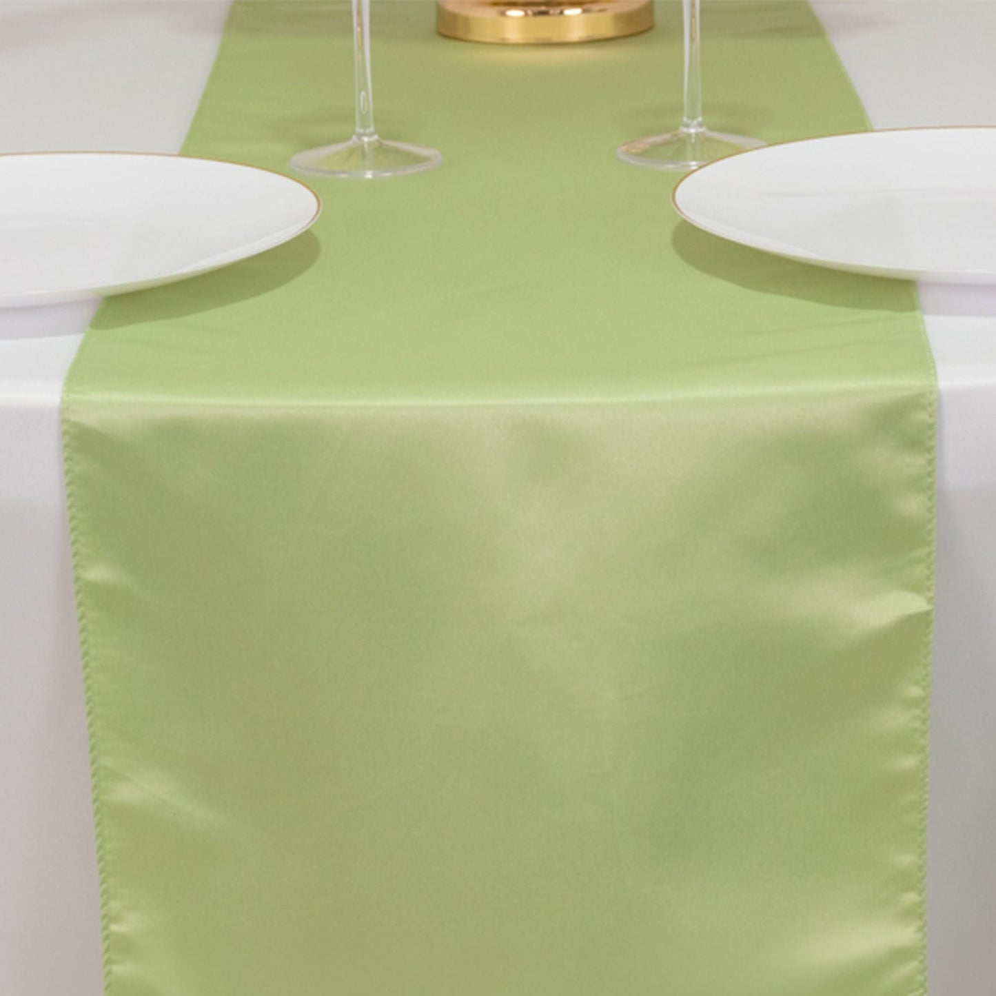 Lamour Satin 12"x108" Table Runner Sage Green - Smooth & Lustrous Finish