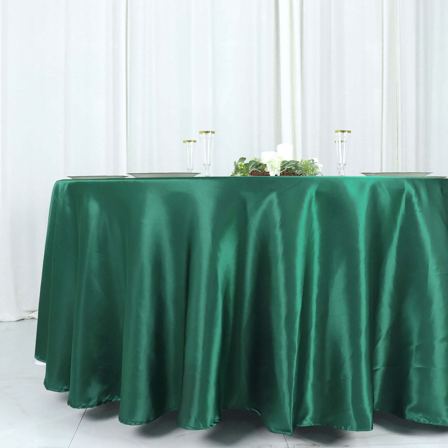 Satin 108" Round Tablecloth Hunter Emerald Green - Smooth and Lustrous Table Cover