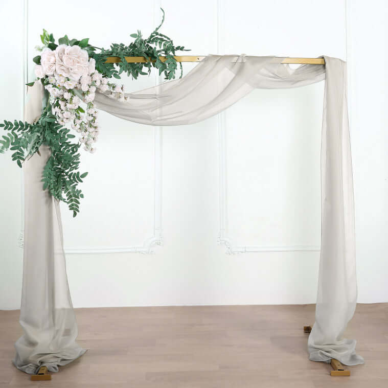 18ft Silver Sheer Organza Wedding Arch Drapery Fabric, Window Scarf Valance