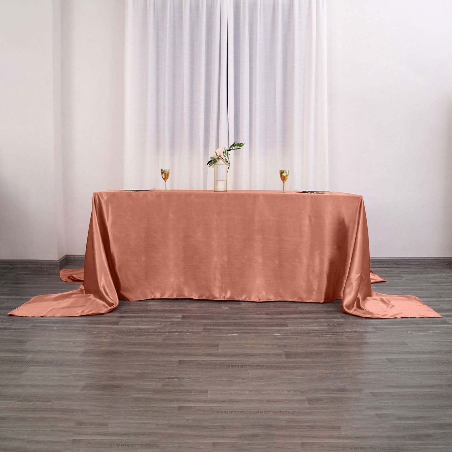 Satin Rectangular 90"x156" Tablecloth Terracotta (Rust) - Seamless Table Cover