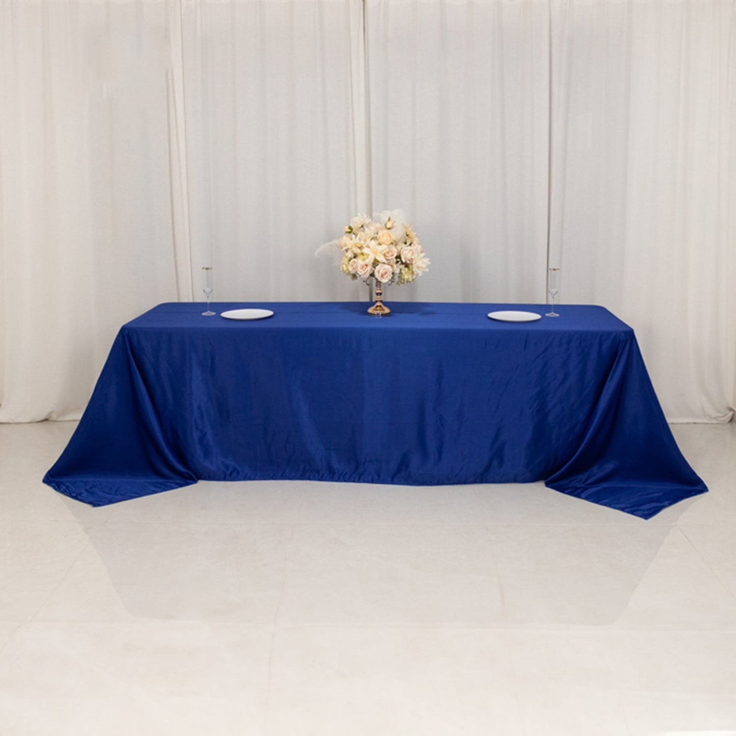 Lamour Satin 90"x156" Rectangle Tablecloth Royal Blue - Luxurious, Soft Seamless Table Cover