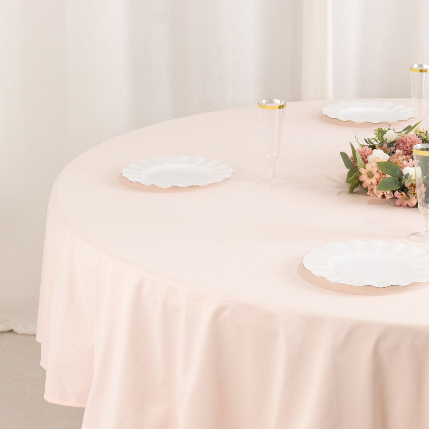 Scuba Round 90" Tablecloth Blush - Wrinkle Free & Stain Resistant Table Cover