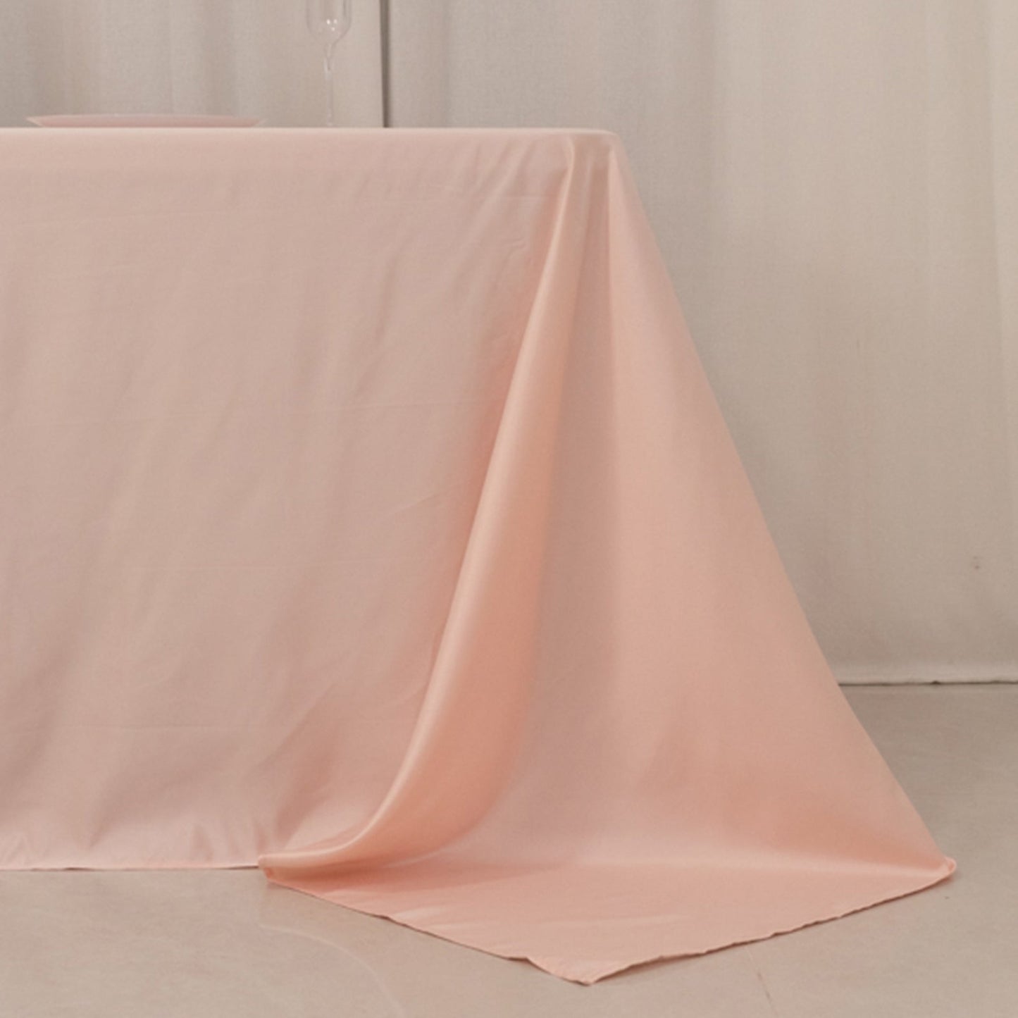 Lamour Satin 90"x156" Rectangle Tablecloth Blush - Luxurious, Soft Seamless Table Cover