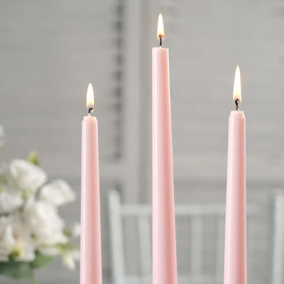 10-Pack Taper Candles Premium Wax Design Blush - Unscented Candles for Upscale Settings 10"