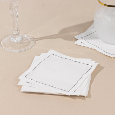 Disposable Cotton Cocktail Napkins â€“ 50 White 4.5" x 4.5" Napkins for High-End Bars, Receptions & Parties