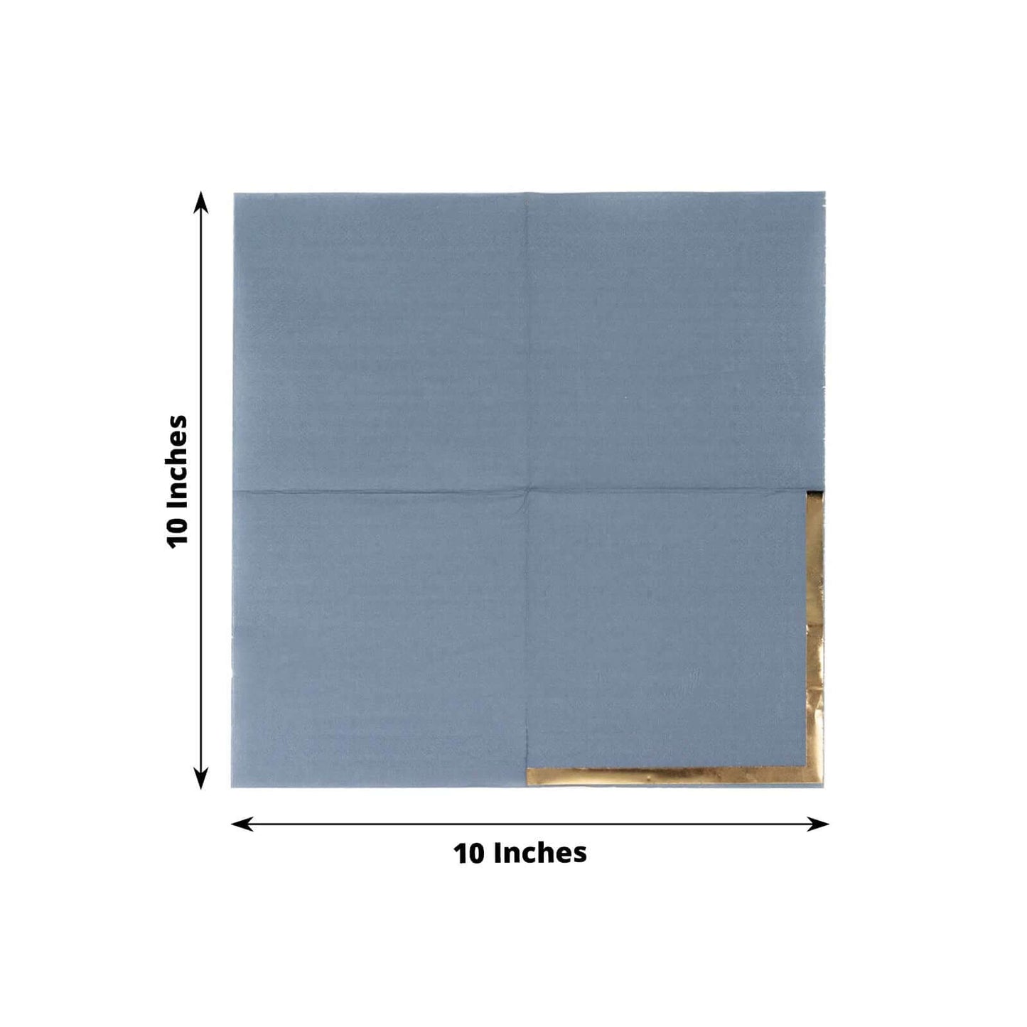 50-Pack Paper Beverage Napkins Dusty Blue with Gold Foil Edge - 2 Ply Disposable Soft 18GSM Cocktail Napkins 5"x5"