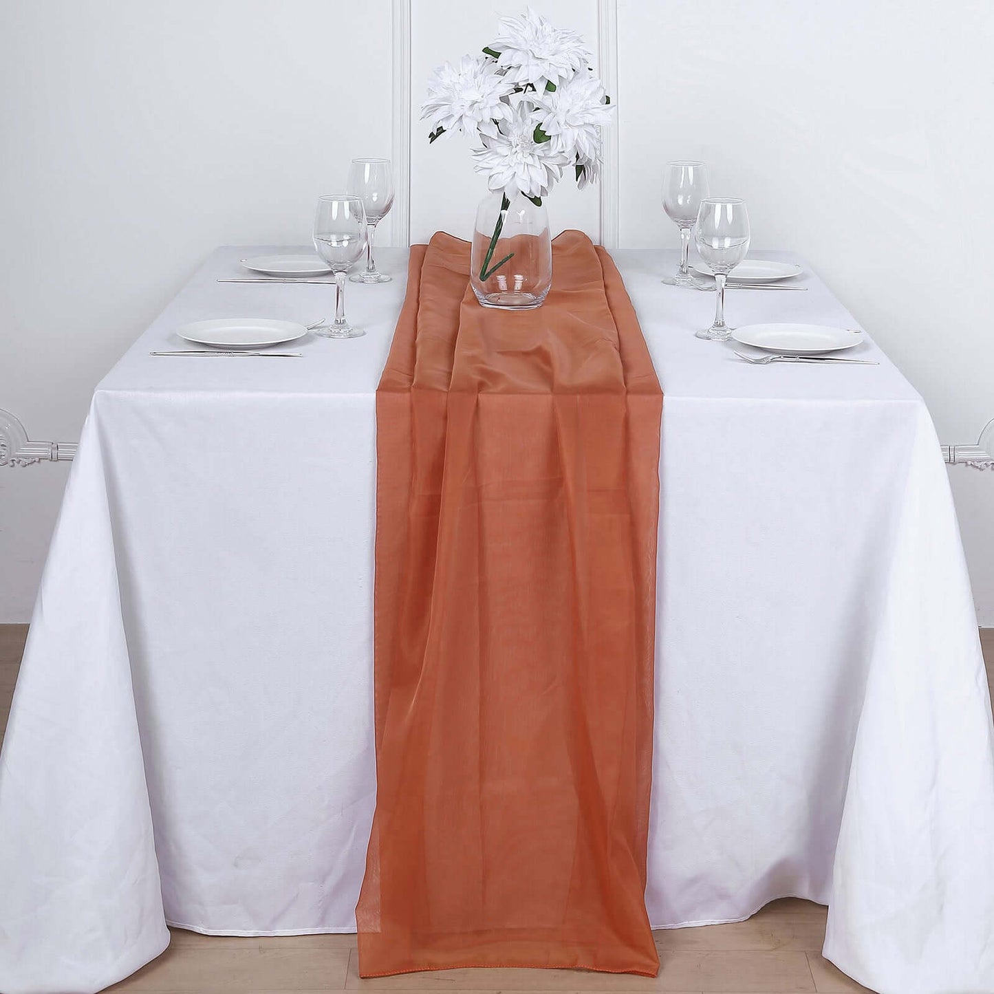 Chiffon 6ft Table Runner Terracotta (Rust) - Flowy & Lightweight Table Decor