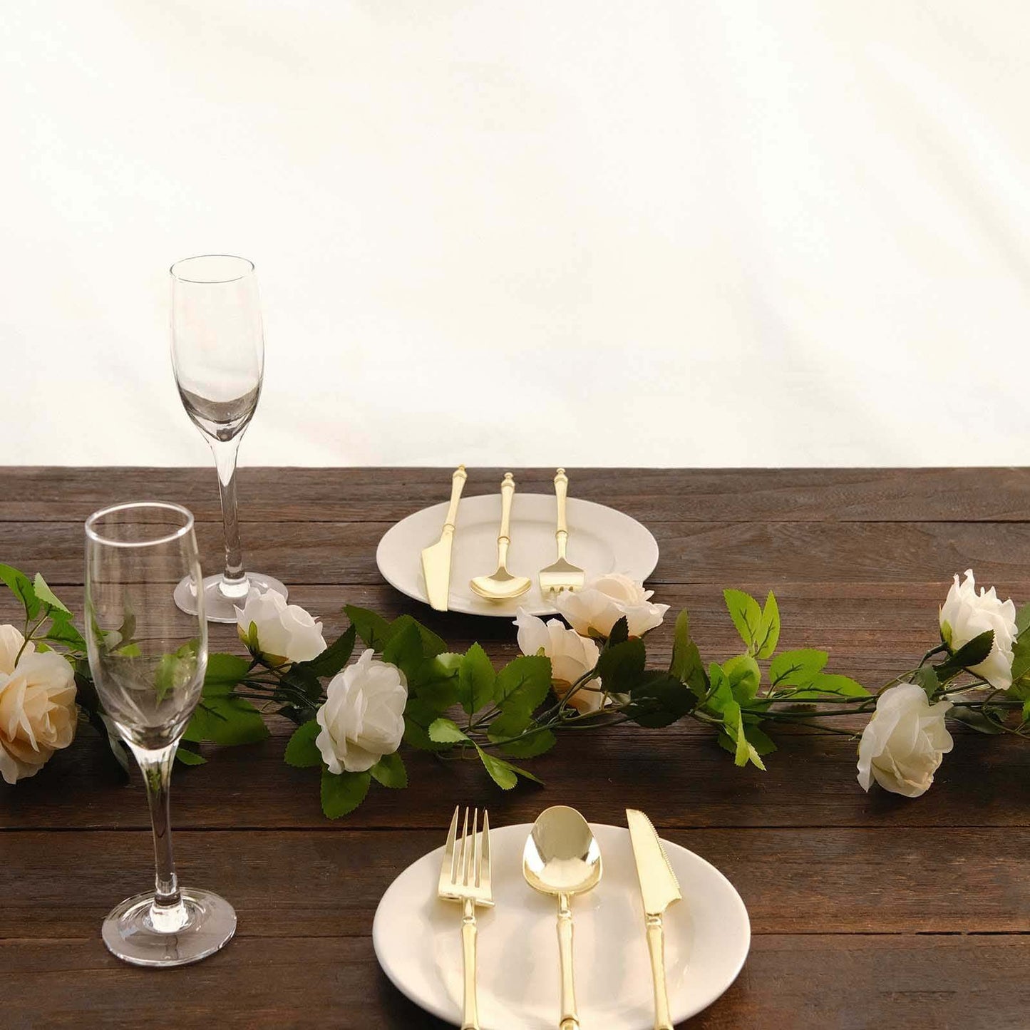 2 Pack 7ft Cream Ivory Artificial Silk Flower Garland Mini Rose Vines with 26 Flower Heads