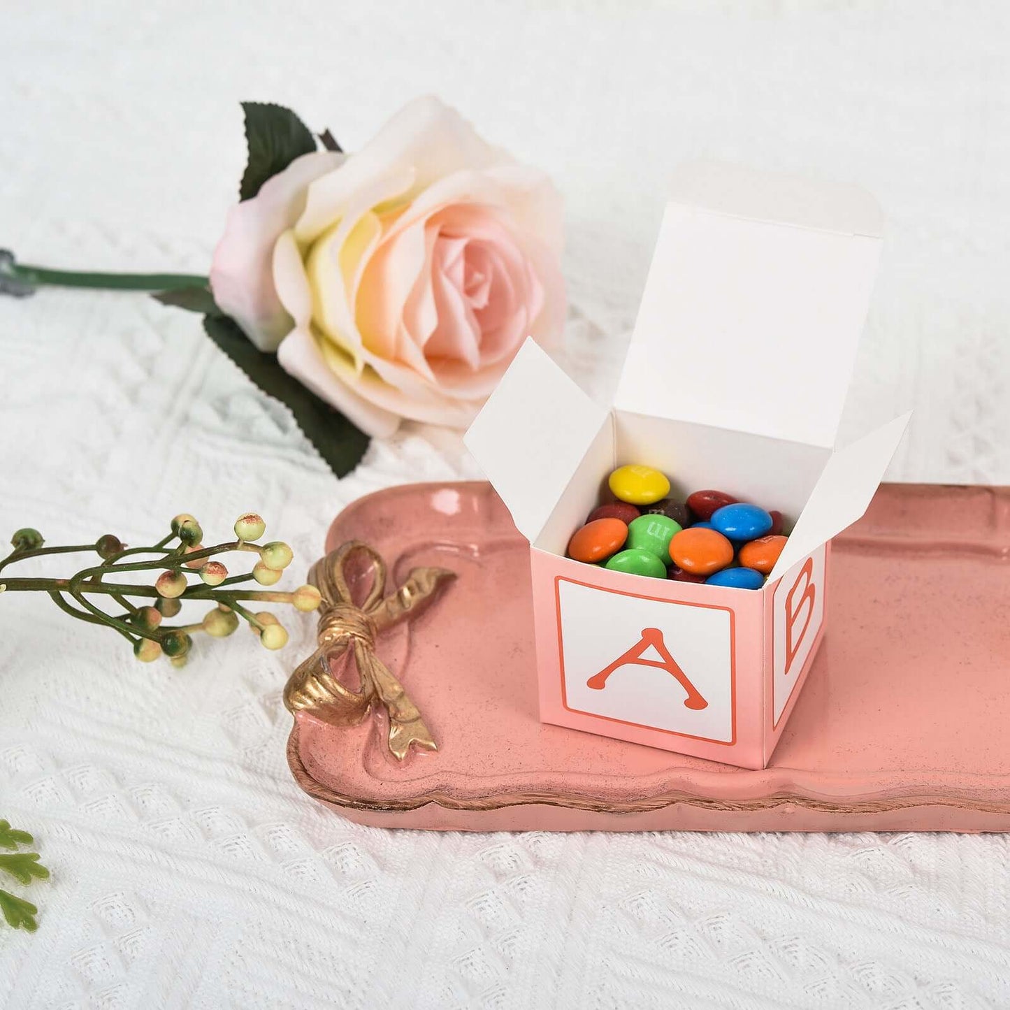 25 Pack 2" Pink Baby Shower Party Favor Candy Gift Boxes