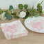 50 Pack 2-Ply Paper Beverage Napkins in Matte Pink and White French Toile Floral Pattern, Highly Absorbent Soft Disposable Cocktail Napkins